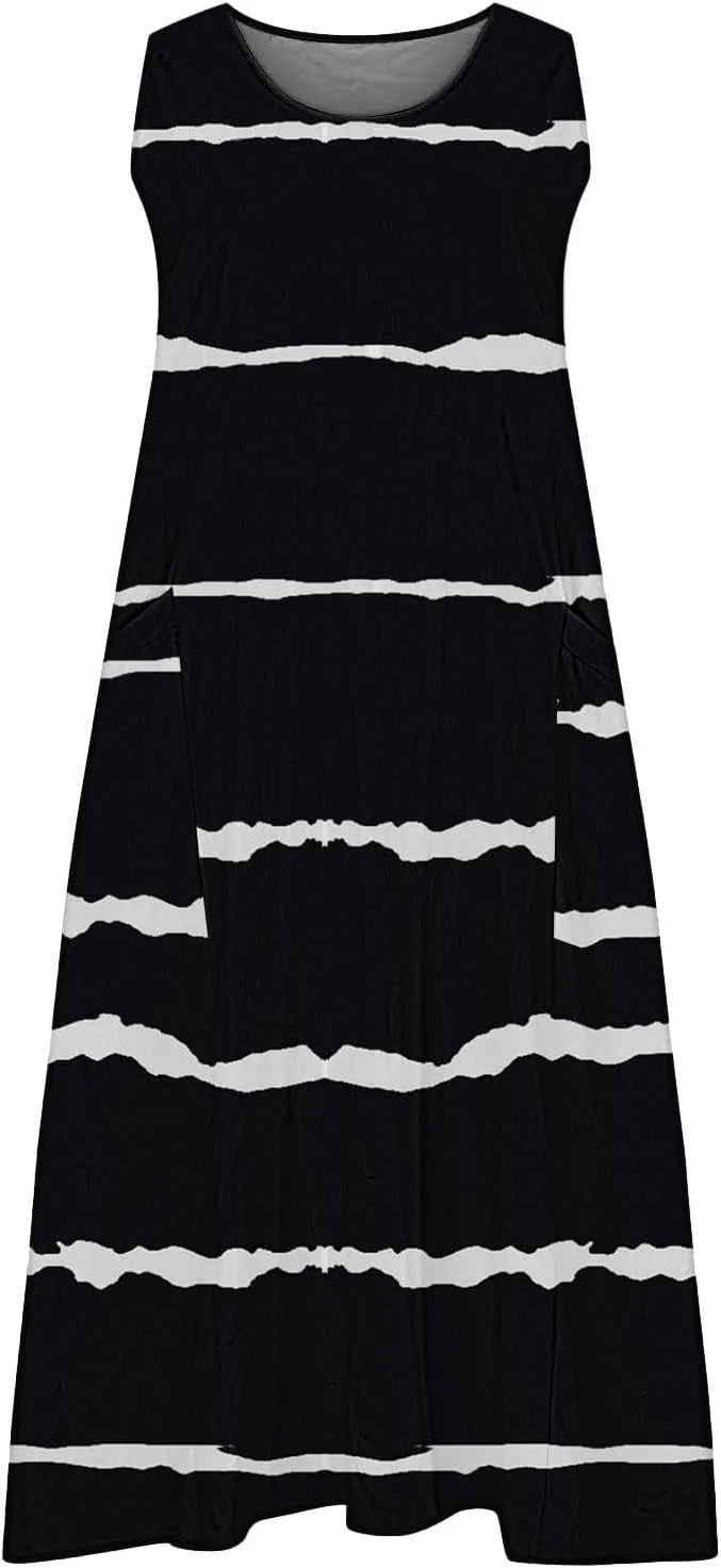 Linen Dress Women Summer Dresses for Women Plus Size Beach Dress Casual Sundresses Sexy Sleeveless Dress Flowy Midi