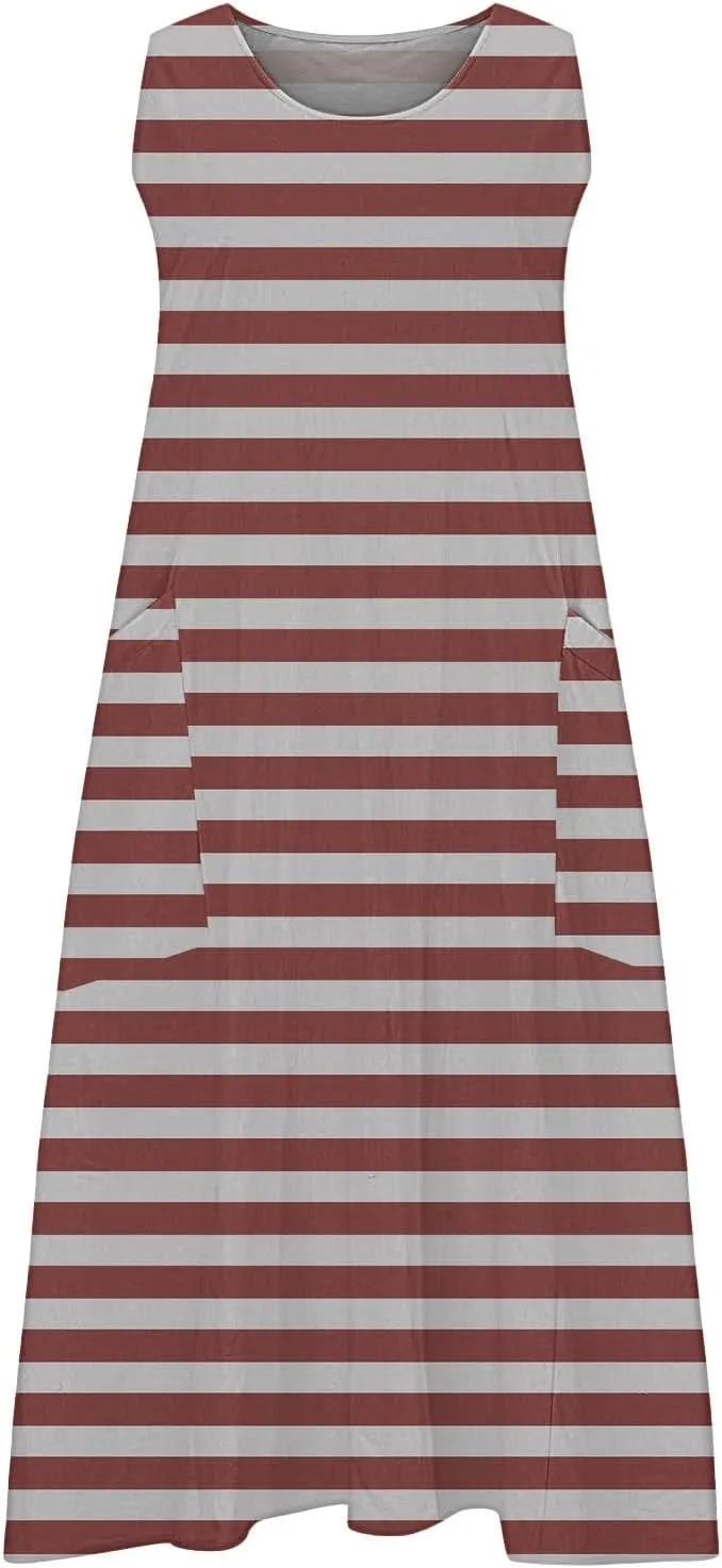 Linen Dress Women Summer Dresses for Women Plus Size Beach Dress Casual Sundresses Sexy Sleeveless Dress Flowy Midi