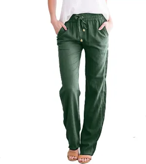 Linen Pants Women Long Linen Pants for Women White Linen Pants Women Wide Leg Pants Woman Elastic Drastring Trousers