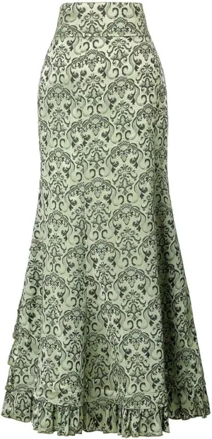 Maxi Skirts for Women Steampunk Renaissance Gothic Medieval Lace Up Tiered Ruffle Fishtail Pencil Bodycon Long Skirt