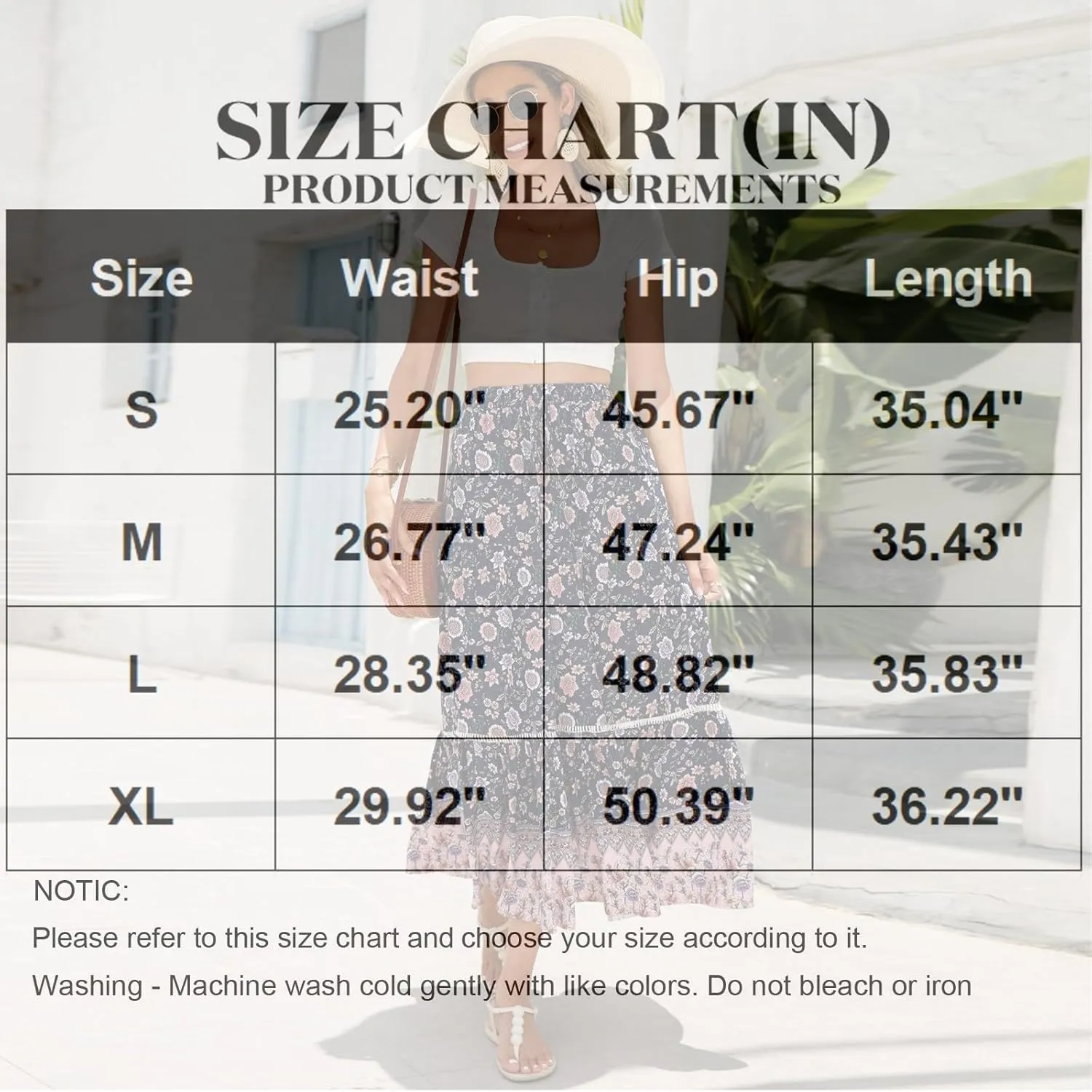 Maxi Skirts for Women,2025 Summer Flowy Tiered Pleated A Line Long Skirts,Trendy Vintage Floral Vacation Boho Skirts