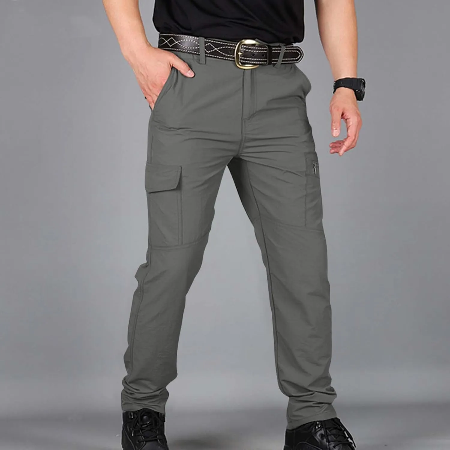 Mencomfy Cargo Pants, Baggy Pants Men Y2K Tactic Work Hiking Water Resistant Ripstop Flex Relaxed Fit Trousers
