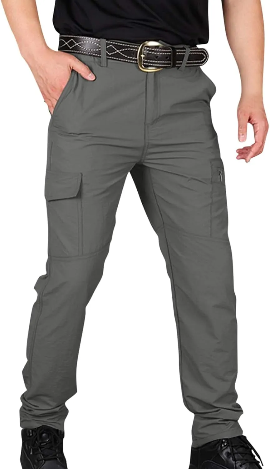 Mencomfy Cargo Pants, Baggy Pants Men Y2K Tactic Work Hiking Water Resistant Ripstop Flex Relaxed Fit Trousers