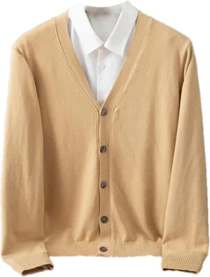 Men's Classic Solid Color Knit V-Neck Sweater Cardigans Sweaters Coat Clothing