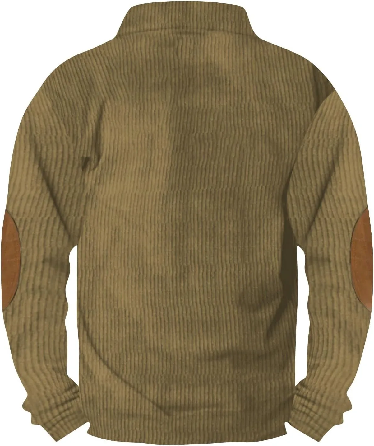 Men's Corduroy Sweatshirt Solid with Elbow Patch Warm Loose Button Pullover Autumn Fashion Popular Men's Sweater