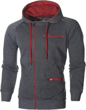 Men's Hoodies Casual Long Sleeve Zipper Sweatshirts Fashion Blouse Hooded Jackets Loose Fit Fall Winter Top