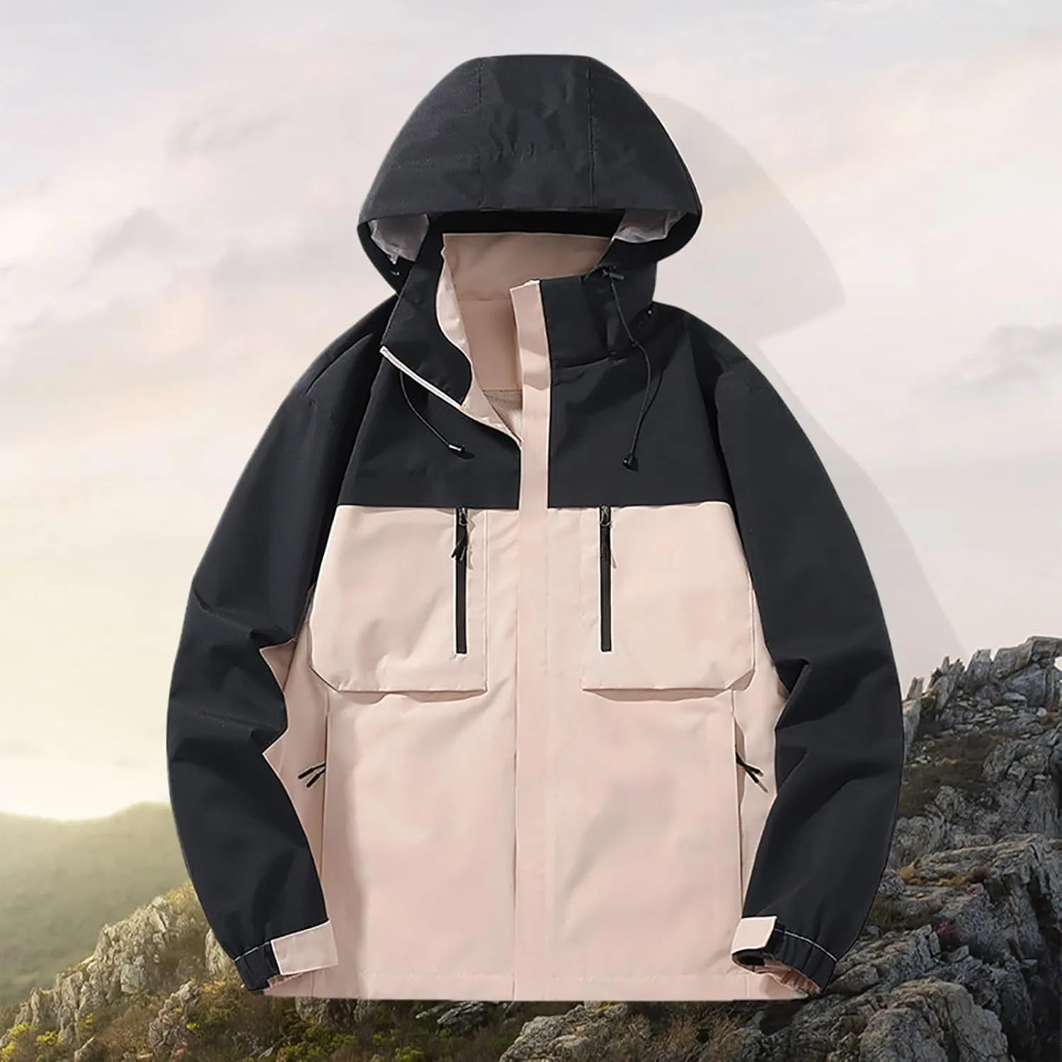 Men's Lightweight Windbreaker Softshell Mesh Lined Hooded Jacket Windproof Water_proof Casual Loose Sweatshirt Coat