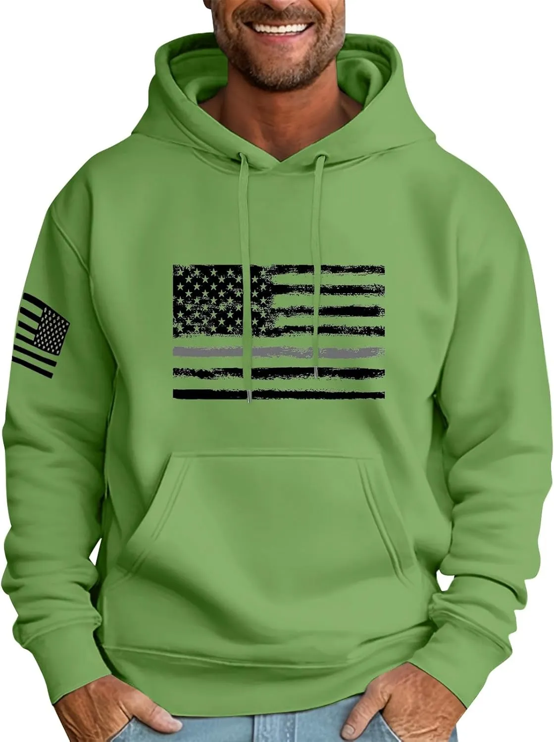 Mens Long Sleeve Winter Trendy Sweatshirt 2024 Print Loose Warm Hoodie Lightweight Comfortable Sweater