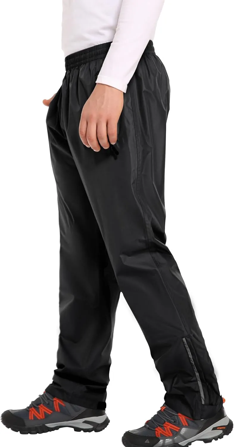 Men's Rain Pants Waterproof Pants Windproof Lightweight Hiking Pants for Outdoor Work, Golf, Fishing, Hiking
