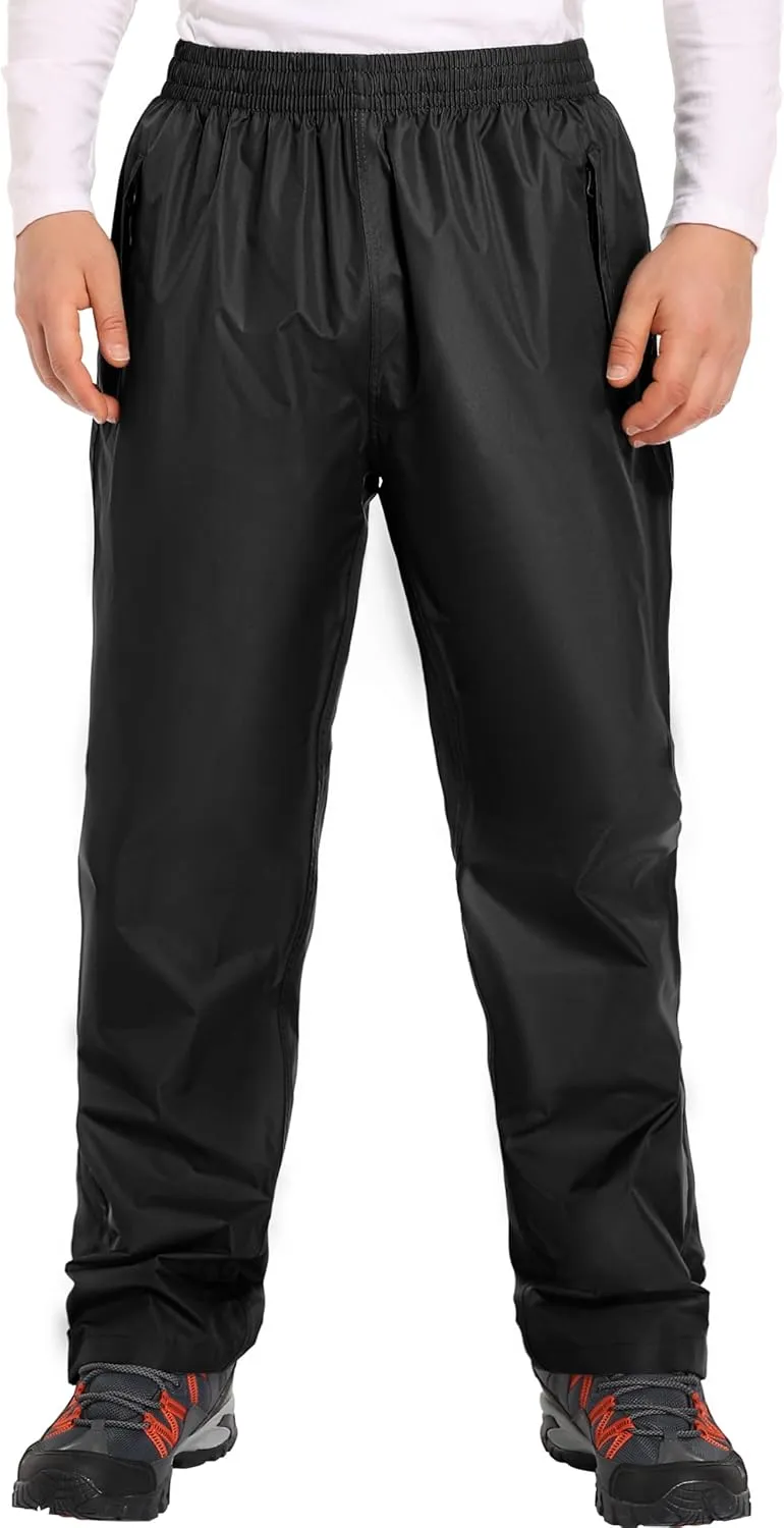 Men's Rain Pants Waterproof Pants Windproof Lightweight Hiking Pants for Outdoor Work, Golf, Fishing, Hiking