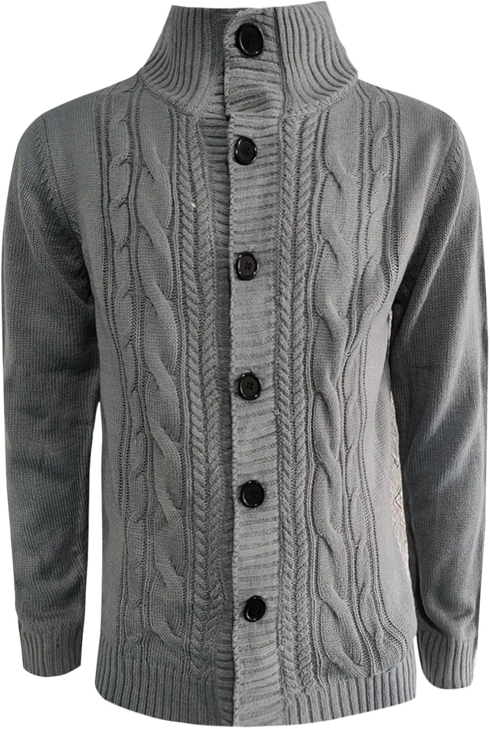 Mens Shawl Collar Cable Knitted Cardigan Sweaters Button Down Loose Fit Knitwear Open Front Sweaters Winter Outwear