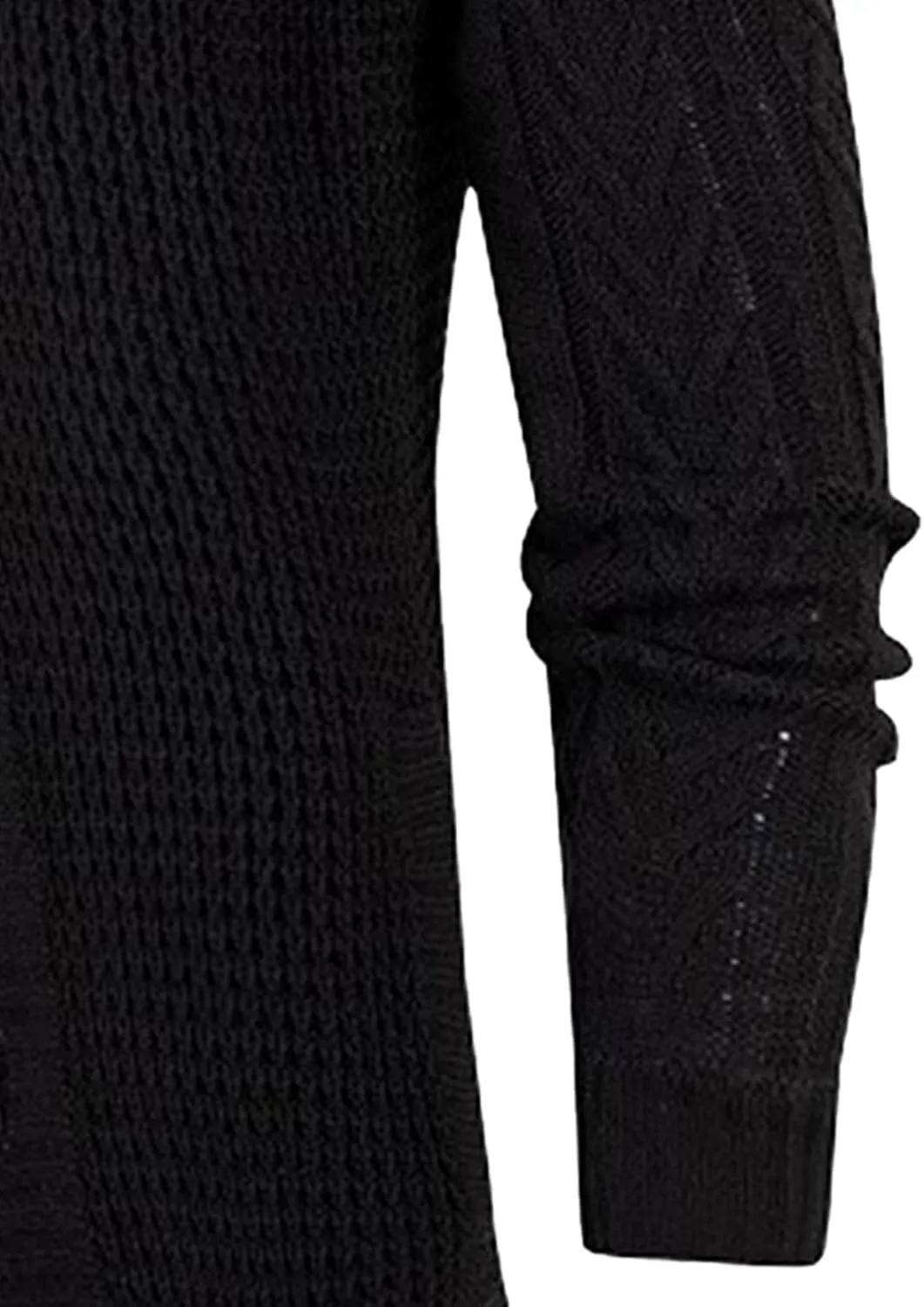 Men's Turtleneck Fashion Cardigan Knit Sweater Loose Fit Cable Warm Sweater Button Down Open Front Sweaters