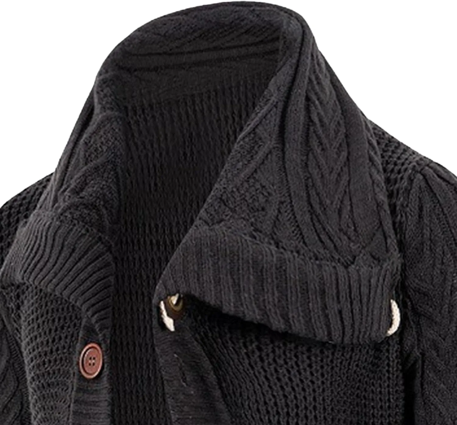 Men's Turtleneck Fashion Cardigan Knit Sweater Loose Fit Cable Warm Sweater Button Down Open Front Sweaters