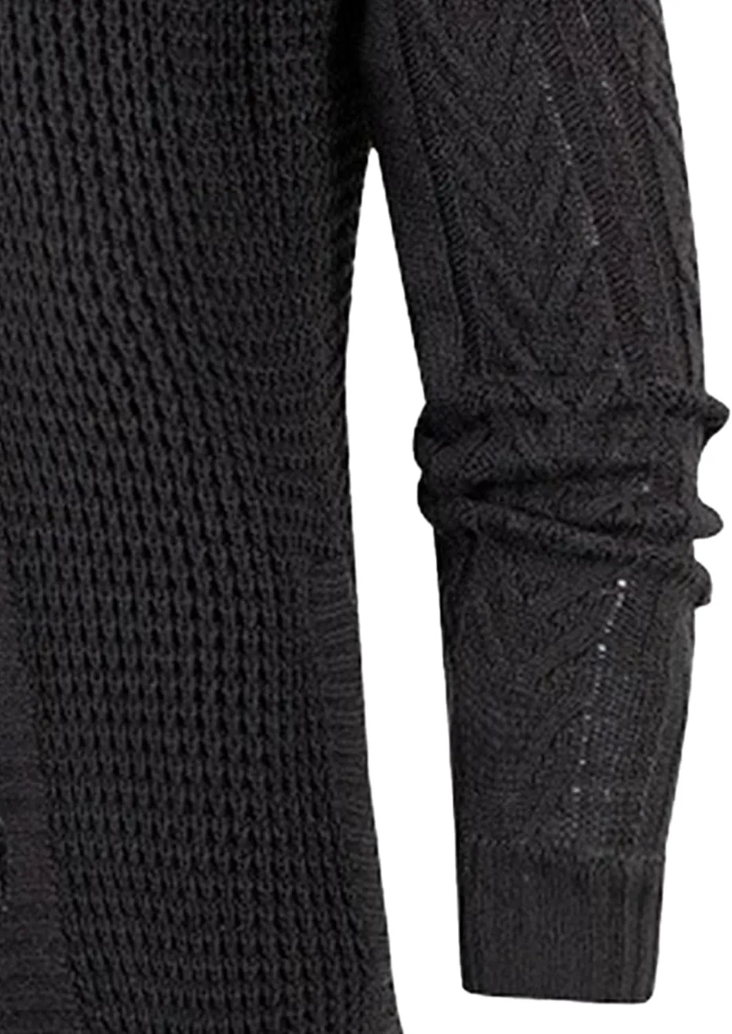 Men's Turtleneck Fashion Cardigan Knit Sweater Loose Fit Cable Warm Sweater Button Down Open Front Sweaters