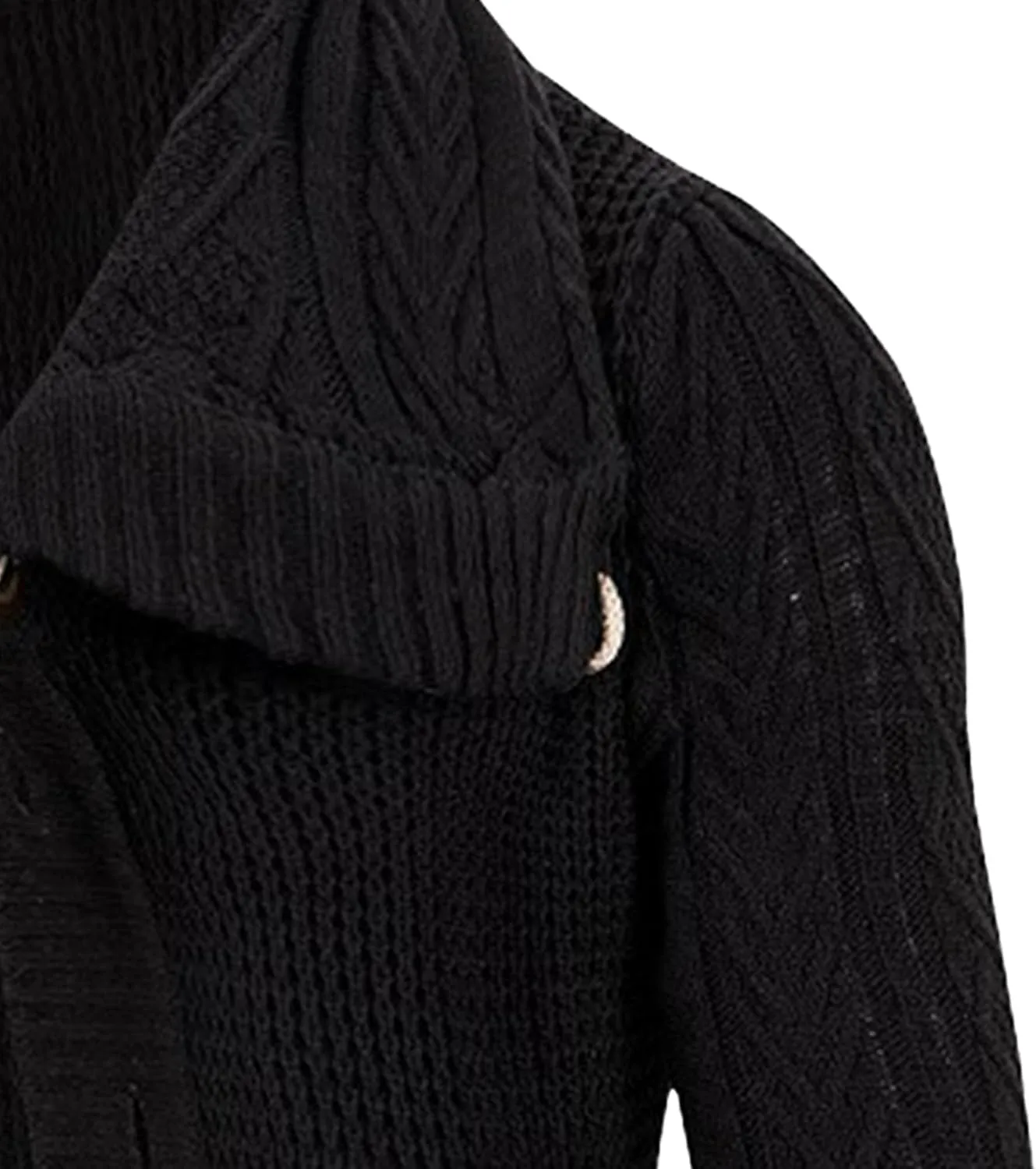 Men's Turtleneck Fashion Cardigan Knit Sweater Loose Fit Cable Warm Sweater Button Down Open Front Sweaters