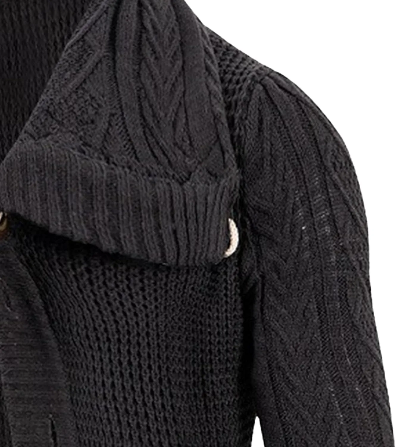 Men's Turtleneck Fashion Cardigan Knit Sweater Loose Fit Cable Warm Sweater Button Down Open Front Sweaters