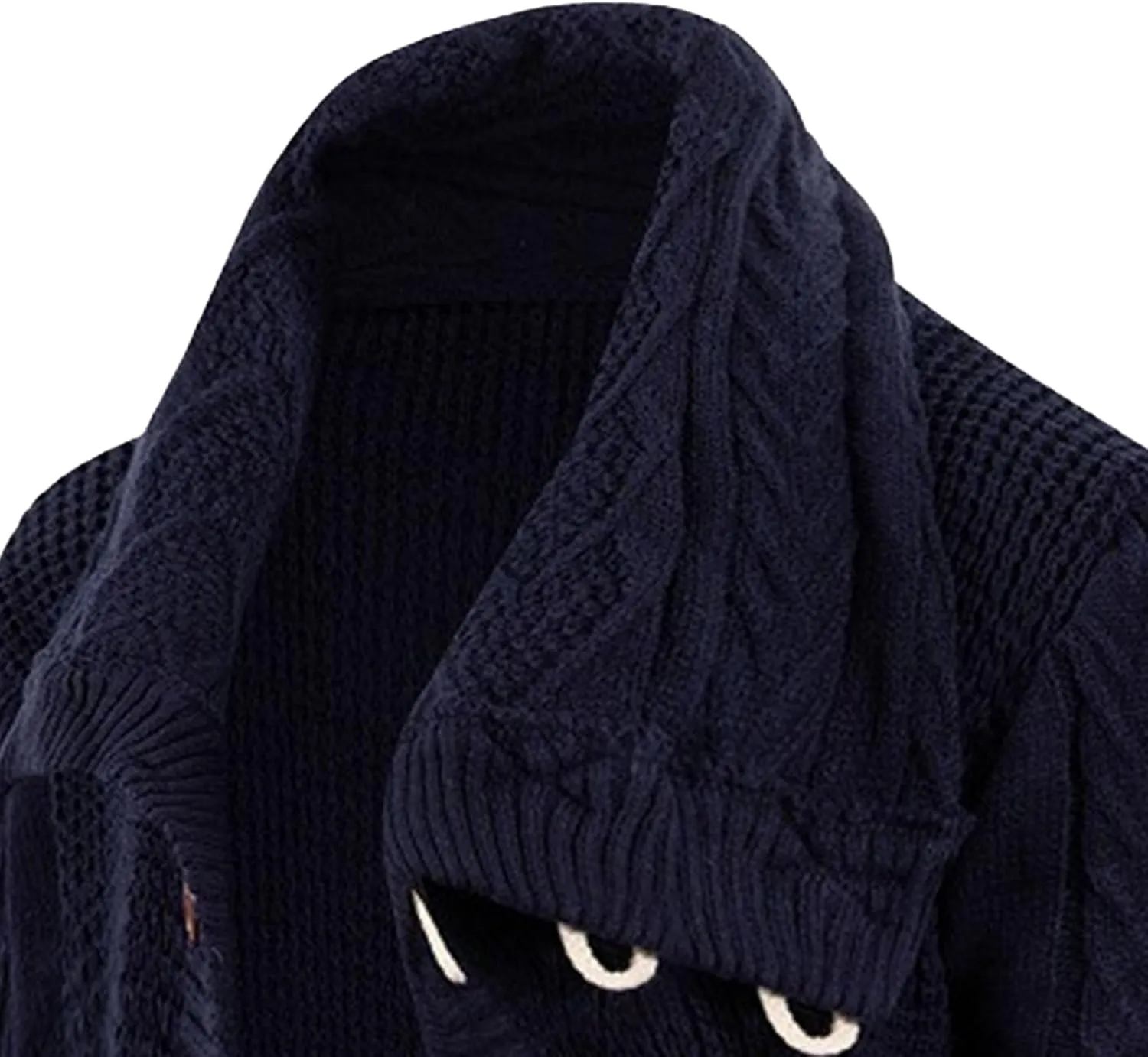 Men's Turtleneck Fashion Cardigan Knit Sweater Loose Fit Cable Warm Sweater Button Down Open Front Sweaters