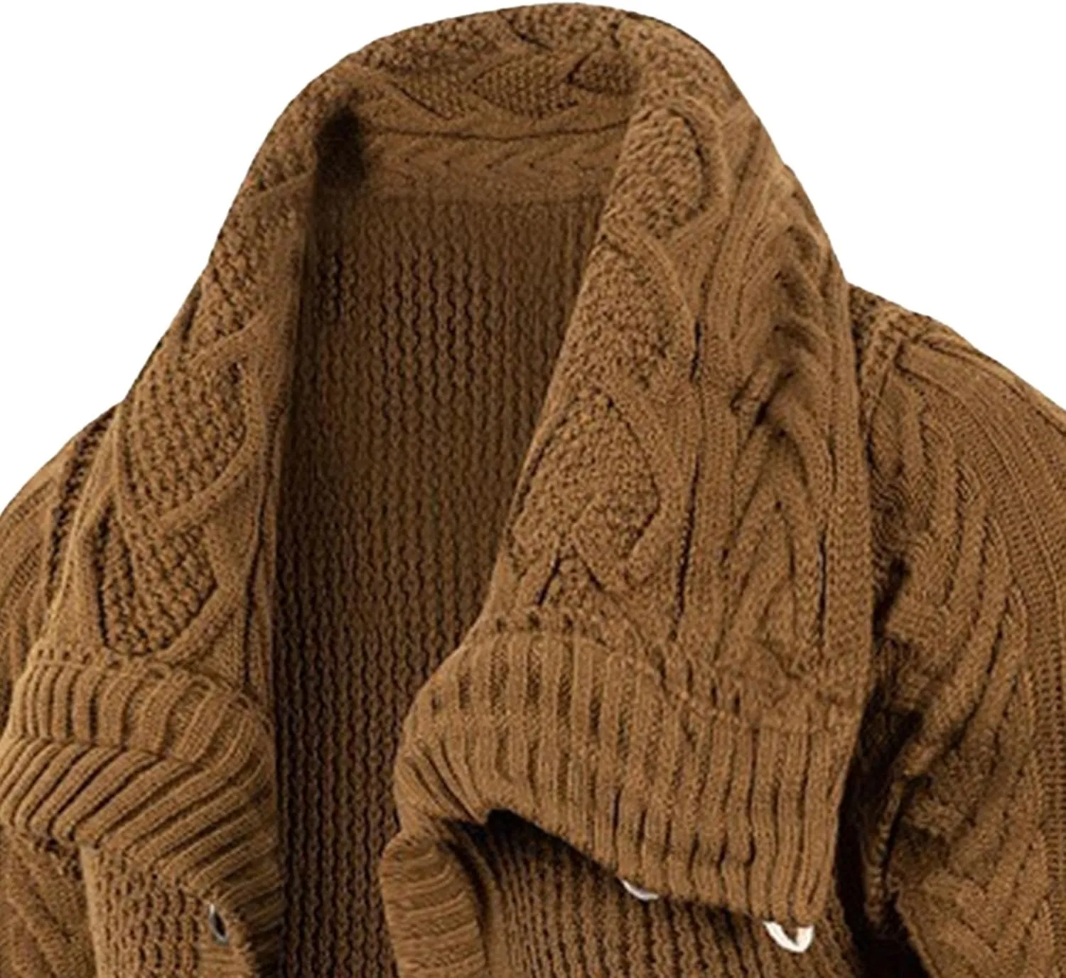 Men's Turtleneck Fashion Cardigan Knit Sweater Loose Fit Cable Warm Sweater Button Down Open Front Sweaters