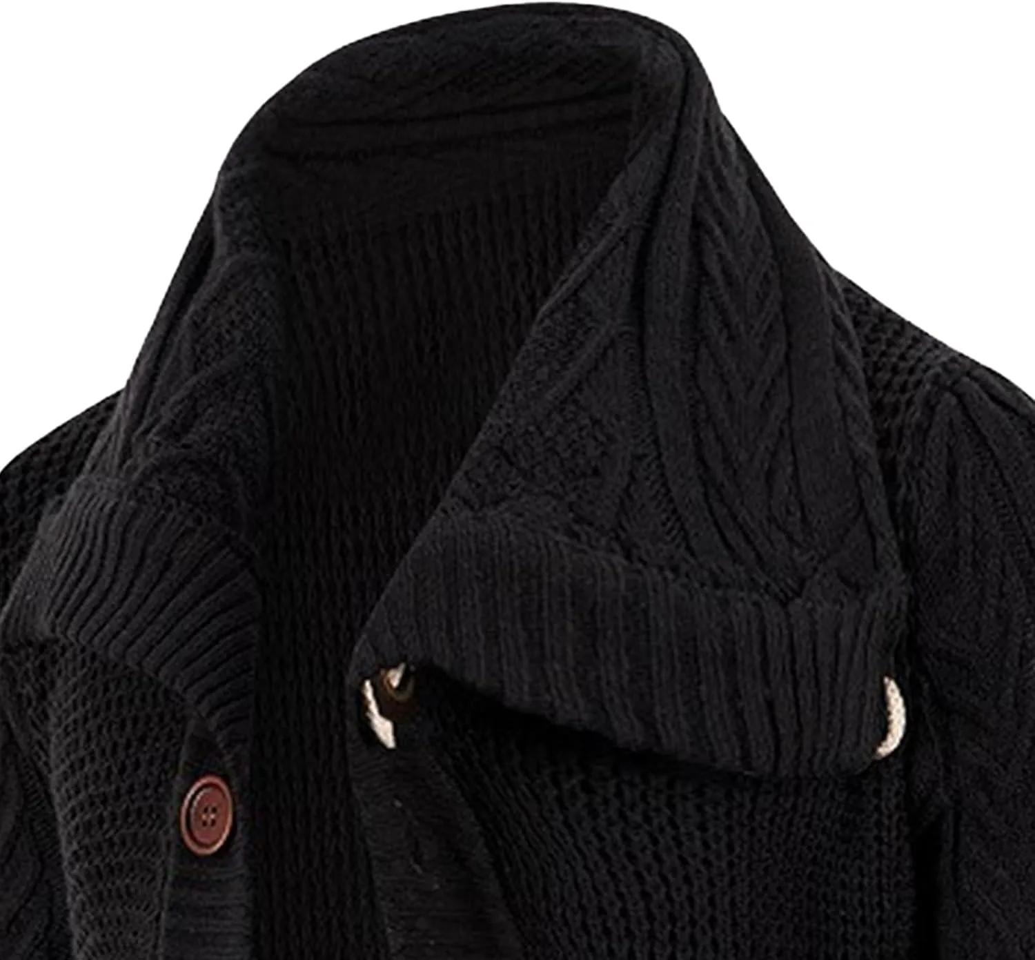 Men's Turtleneck Fashion Cardigan Knit Sweater Loose Fit Cable Warm Sweater Button Down Open Front Sweaters