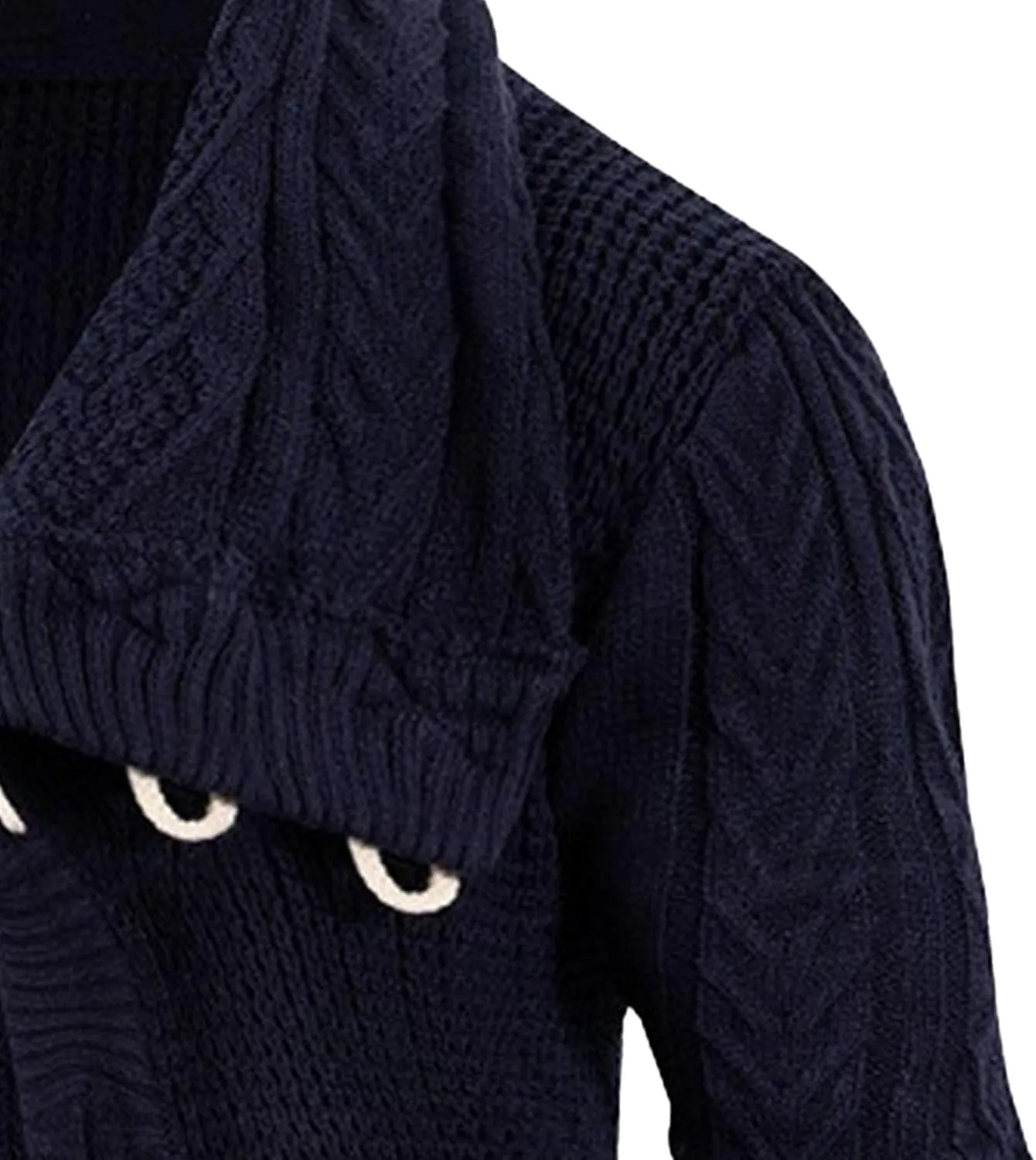 Men's Turtleneck Fashion Cardigan Knit Sweater Loose Fit Cable Warm Sweater Button Down Open Front Sweaters