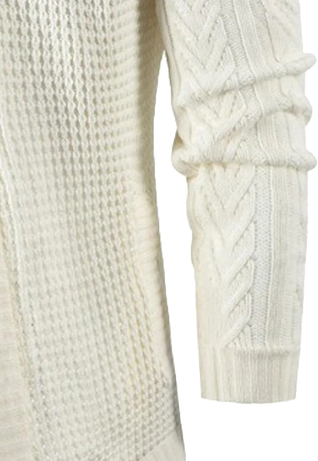 Men's Turtleneck Fashion Cardigan Knit Sweater Loose Fit Cable Warm Sweater Button Down Open Front Sweaters