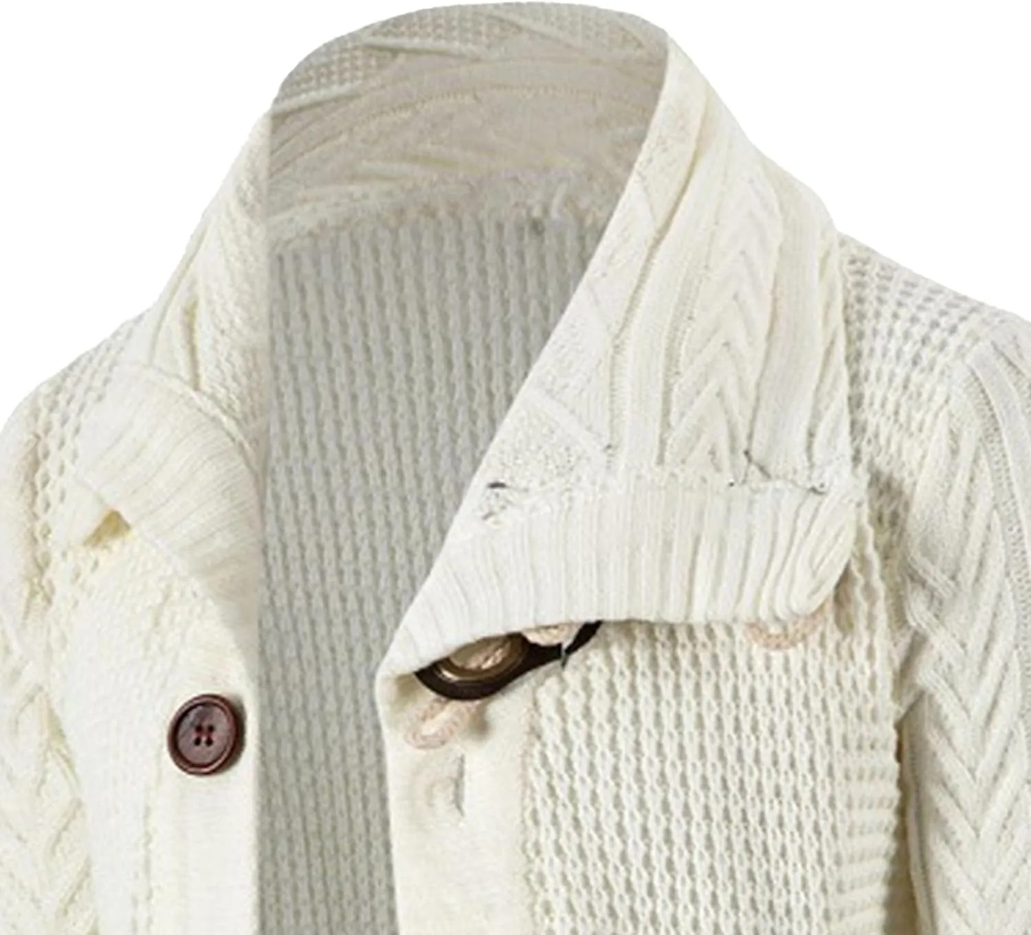 Men's Turtleneck Fashion Cardigan Knit Sweater Loose Fit Cable Warm Sweater Button Down Open Front Sweaters