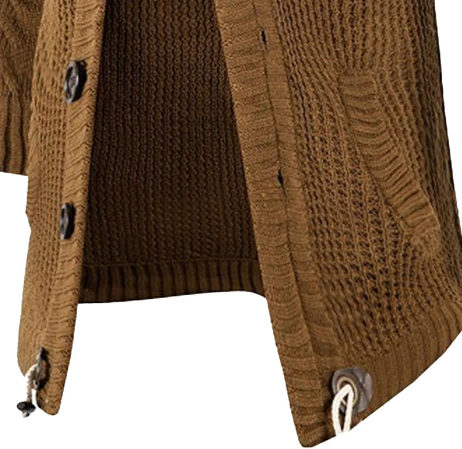 Men's Turtleneck Fashion Cardigan Knit Sweater Loose Fit Cable Warm Sweater Button Down Open Front Sweaters