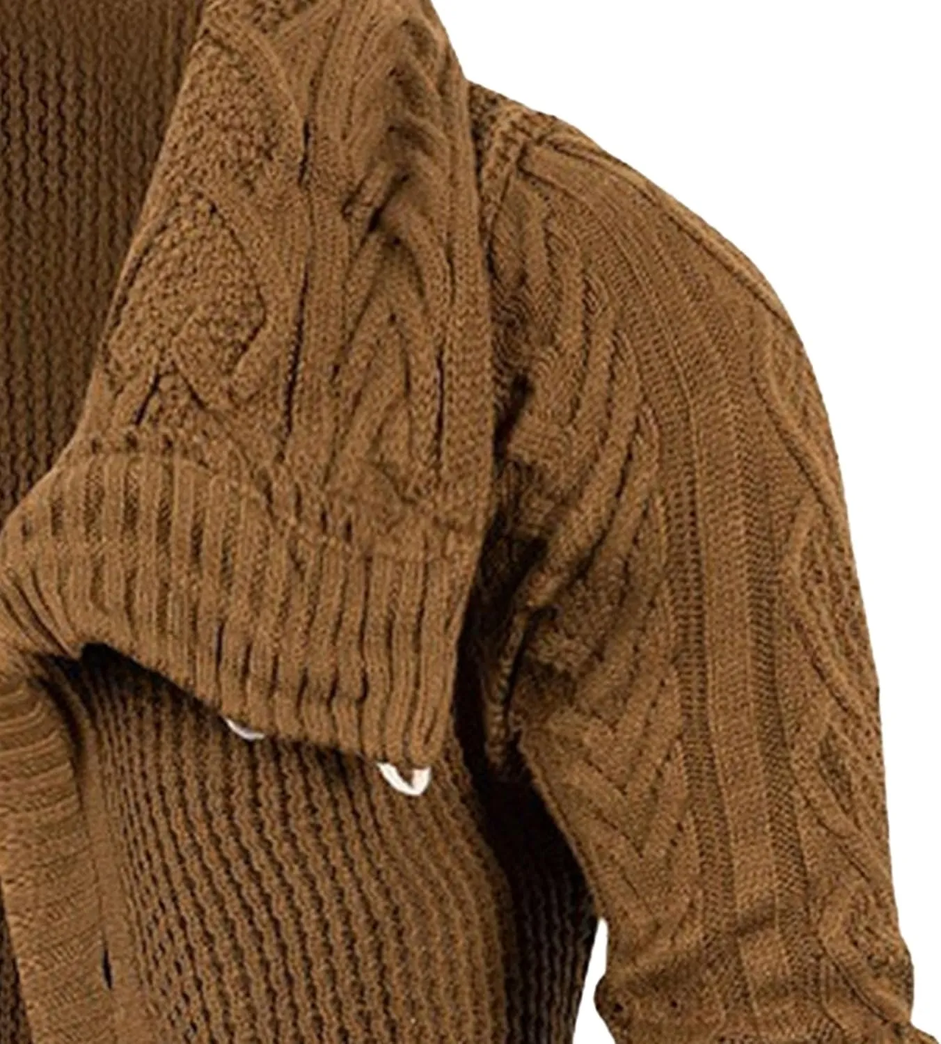 Men's Turtleneck Fashion Cardigan Knit Sweater Loose Fit Cable Warm Sweater Button Down Open Front Sweaters