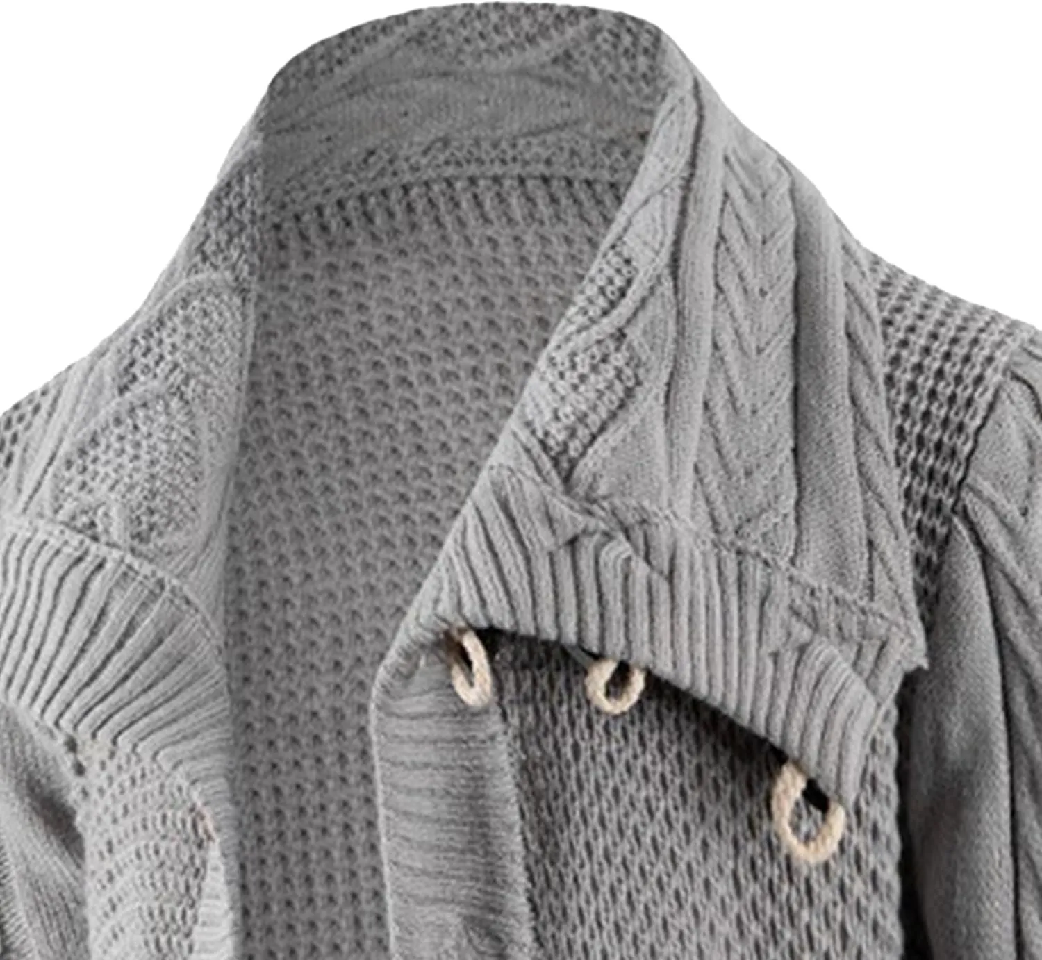 Men's Turtleneck Fashion Cardigan Knit Sweater Loose Fit Cable Warm Sweater Button Down Open Front Sweaters