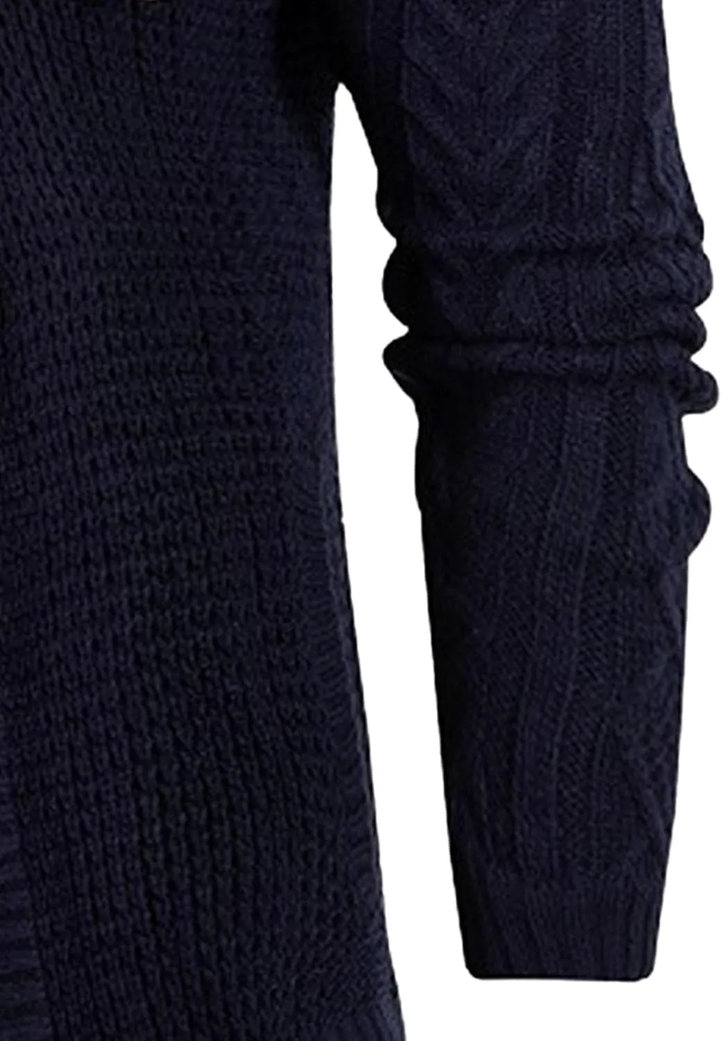Men's Turtleneck Fashion Cardigan Knit Sweater Loose Fit Cable Warm Sweater Button Down Open Front Sweaters