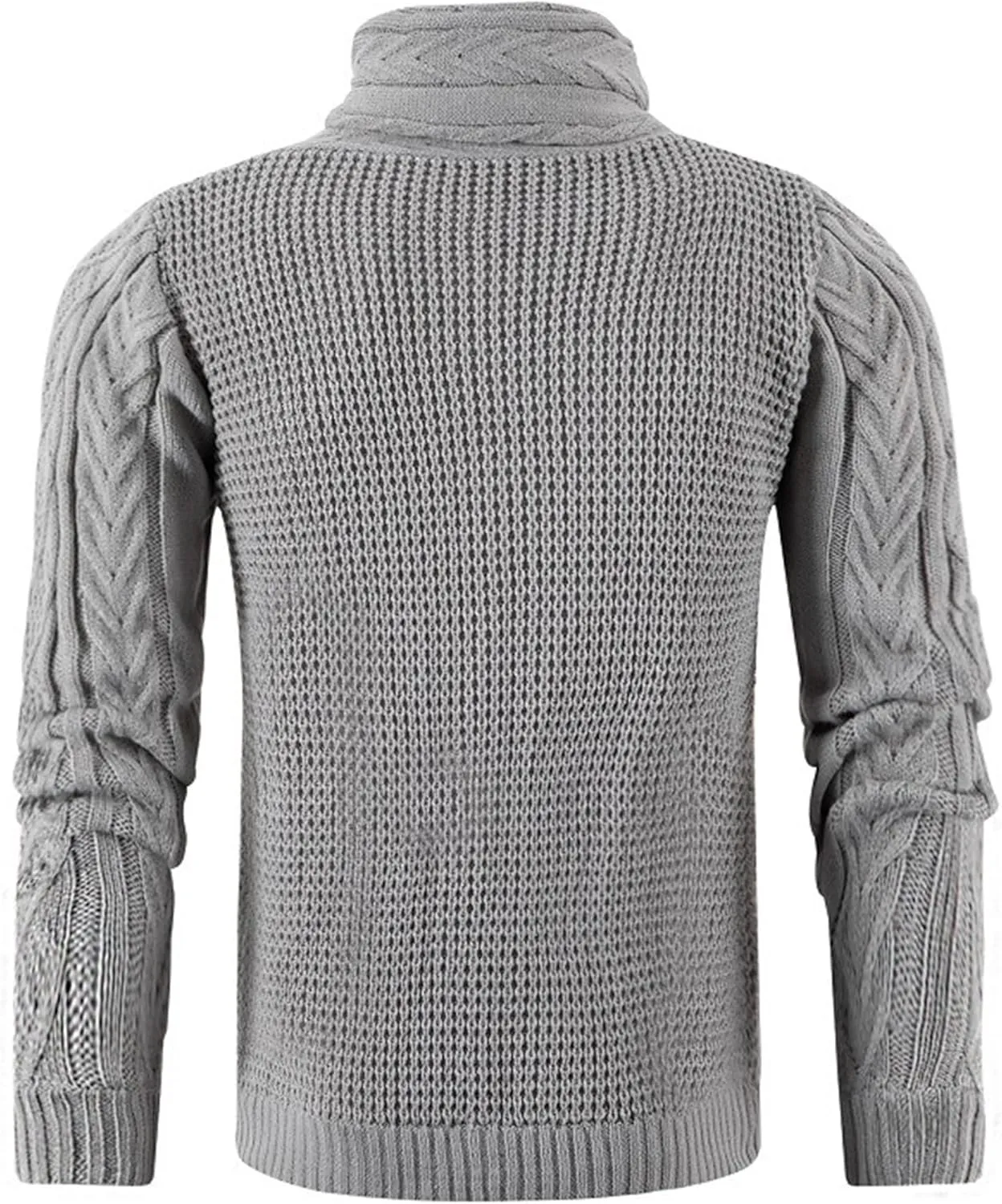 Men's Turtleneck Fashion Cardigan Knit Sweater Loose Fit Cable Warm Sweater Button Down Open Front Sweaters