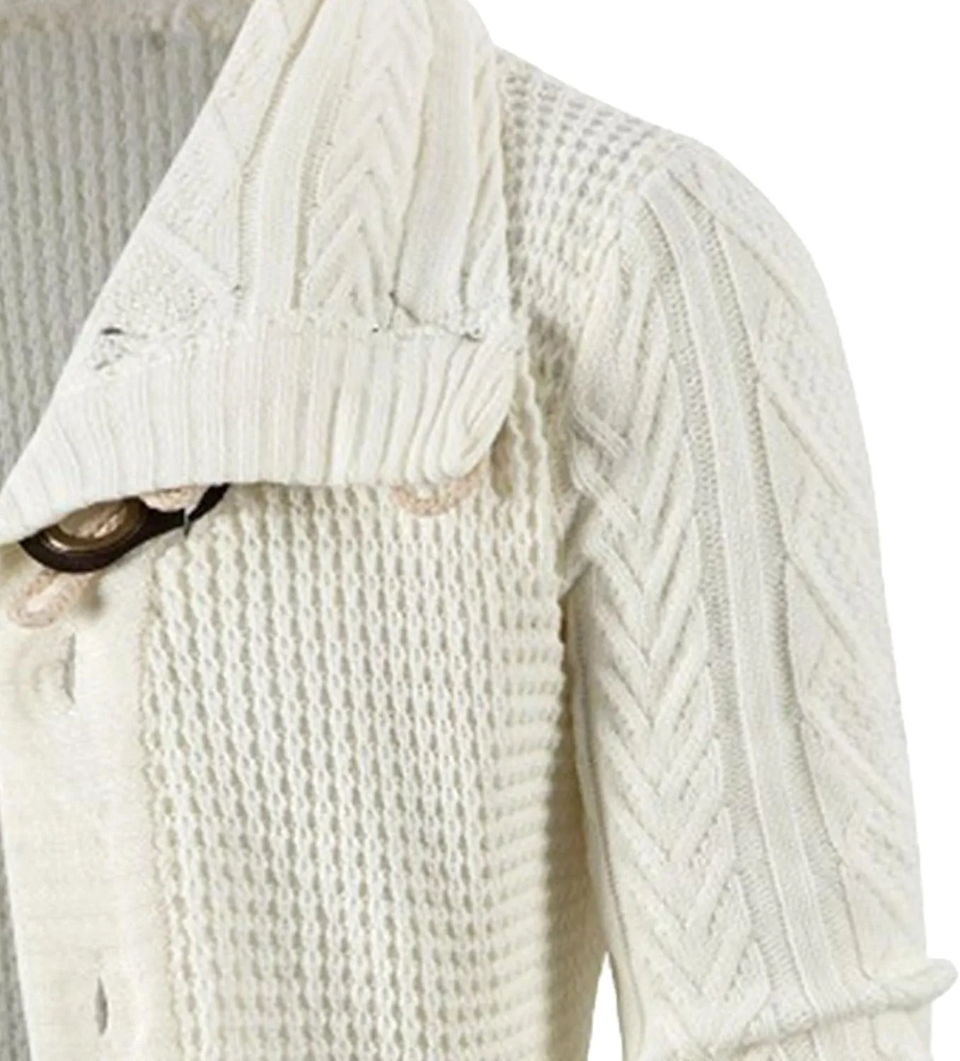 Men's Turtleneck Fashion Cardigan Knit Sweater Loose Fit Cable Warm Sweater Button Down Open Front Sweaters