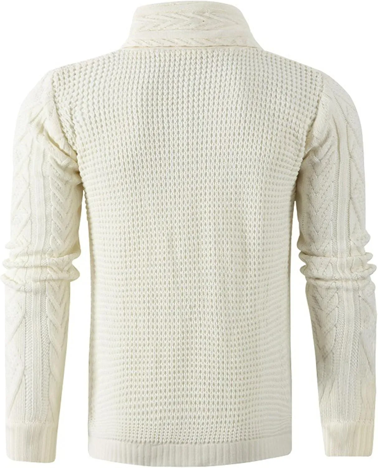 Men's Turtleneck Fashion Cardigan Knit Sweater Loose Fit Cable Warm Sweater Button Down Open Front Sweaters