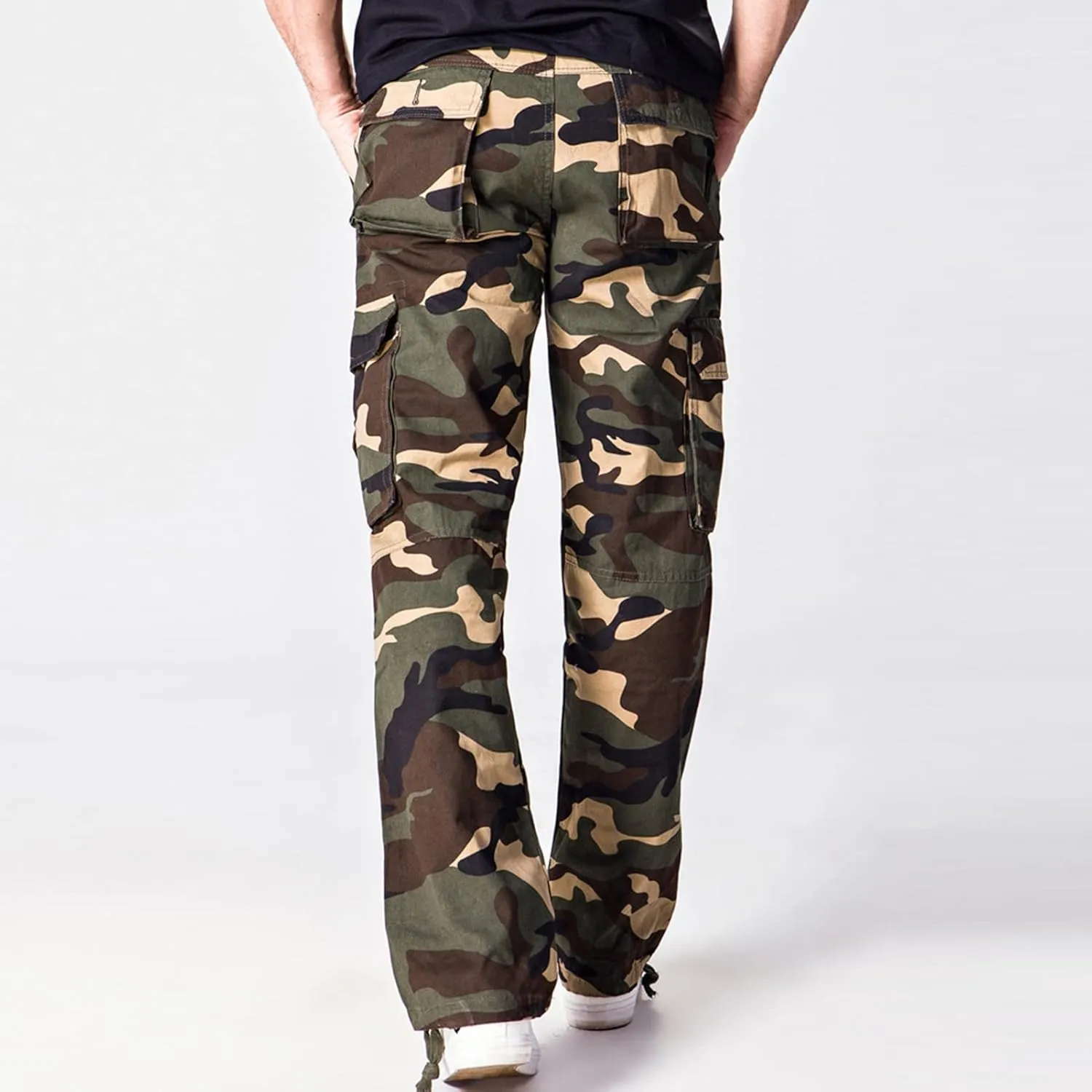 Men's Wild Cargo Pants Straight-Fit Vintage Comfort Stretch Cargo Pant Multi Pocket Military Camo Combat Pants