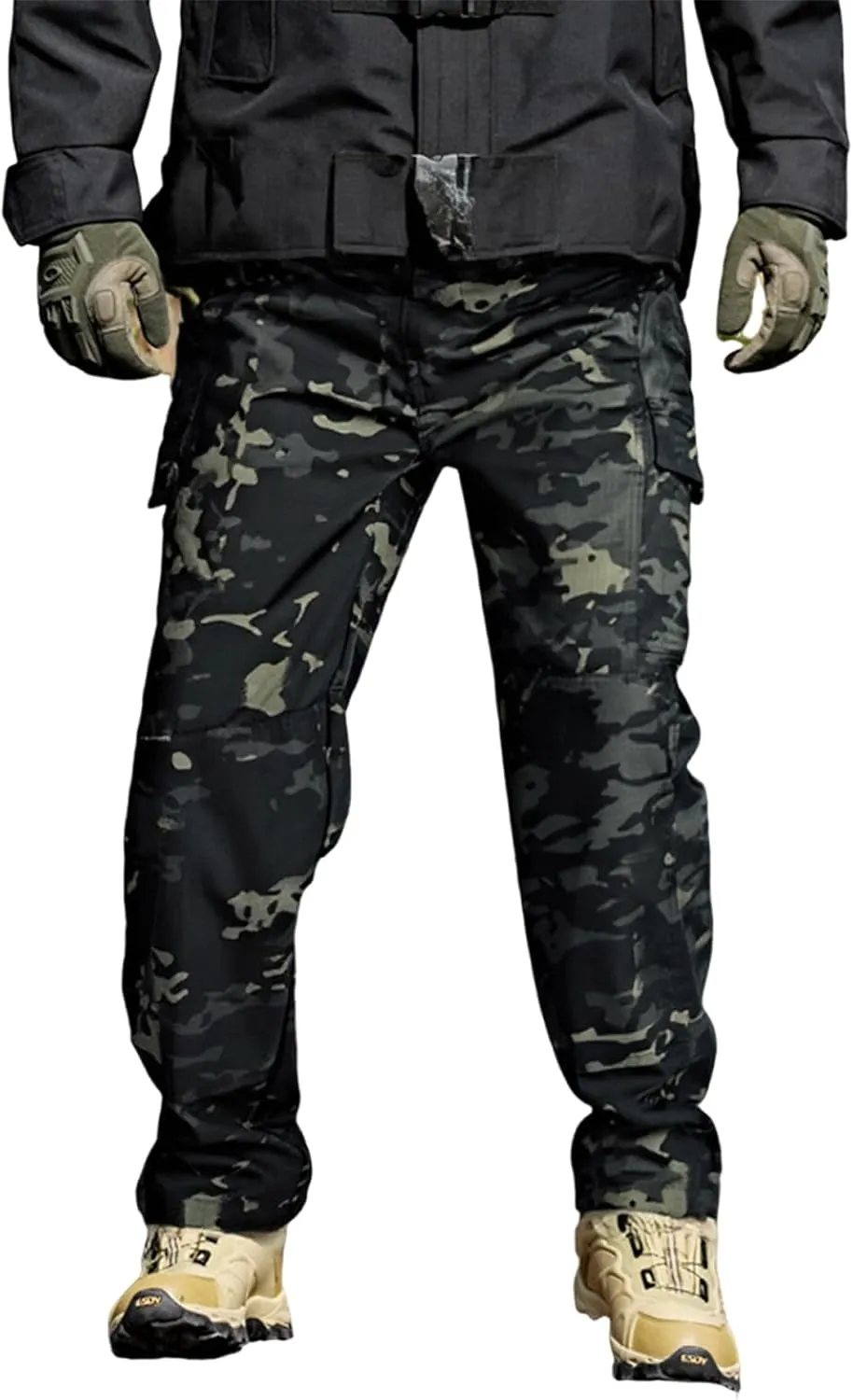 Mens Work Cargo Pants Multi Pockets Relaxed Fit Flexcamo - Tactical Pants Quick Dry Lightweight Outdoor Hiking Pants