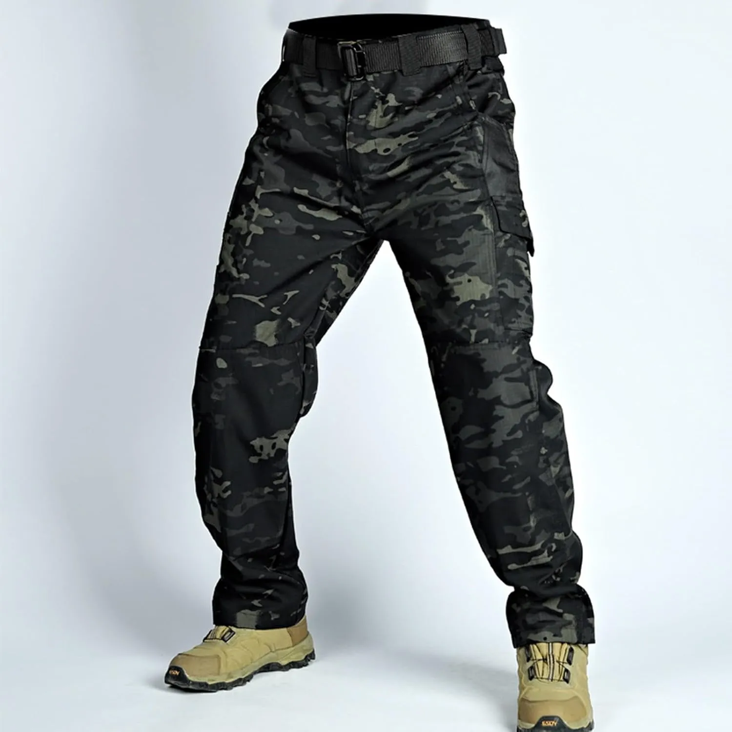 Mens Work Cargo Pants Multi Pockets Relaxed Fit Flexcamo - Tactical Pants Quick Dry Lightweight Outdoor Hiking Pants