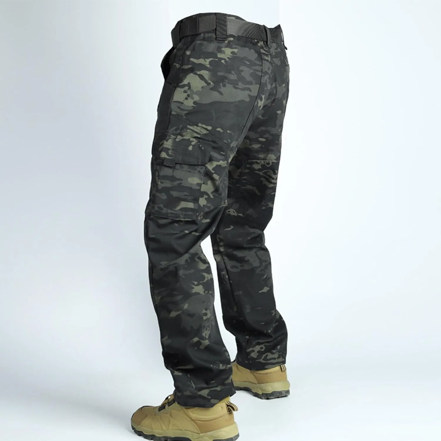 Mens Work Cargo Pants Multi Pockets Relaxed Fit Flexcamo - Tactical Pants Quick Dry Lightweight Outdoor Hiking Pants