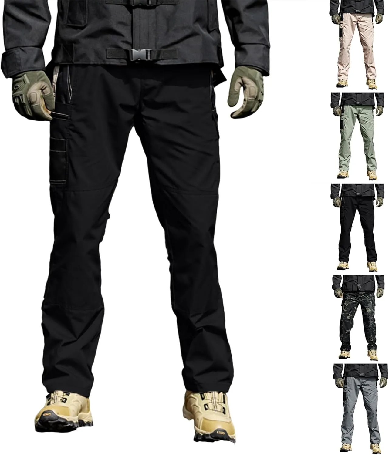 Mens Work Cargo Pants Multi Pockets Relaxed Fit Flexcamo - Tactical Pants Quick Dry Lightweight Outdoor Hiking Pants
