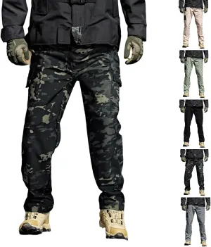 Mens Work Cargo Pants Multi Pockets Relaxed Fit Flexcamo - Tactical Pants Quick Dry Lightweight Outdoor Hiking Pants