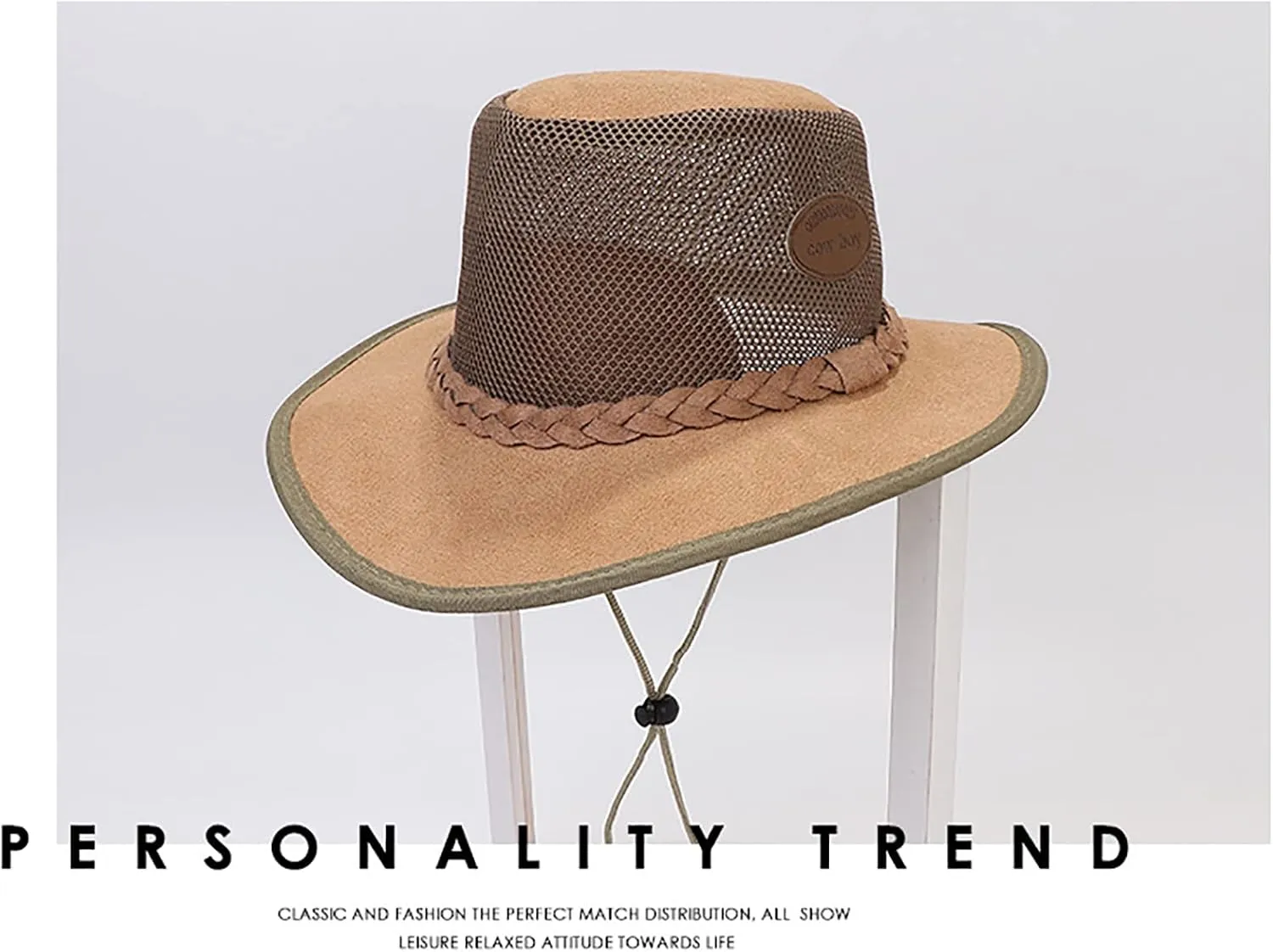 Mesh Cowboy Sun Hats for Men Soaker Golf Adjustable Wide-Brim Fishing Caps Outdoor Summer Beach Sun Hats