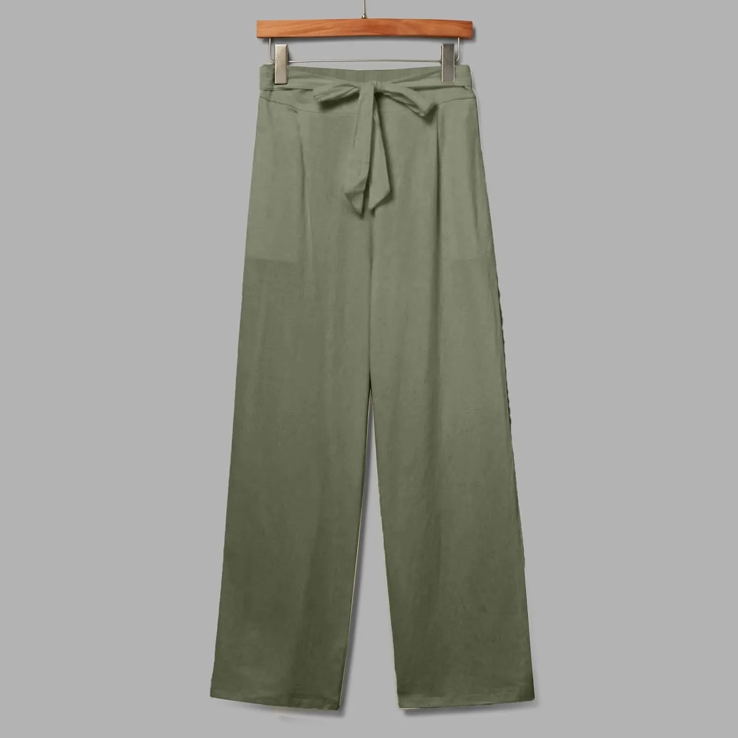 midelxp Straight Leg Linen Pants Women Summer Lightweight Drawstring High Waist Plus Size Pants Loose Comfy Boho Beach Pants