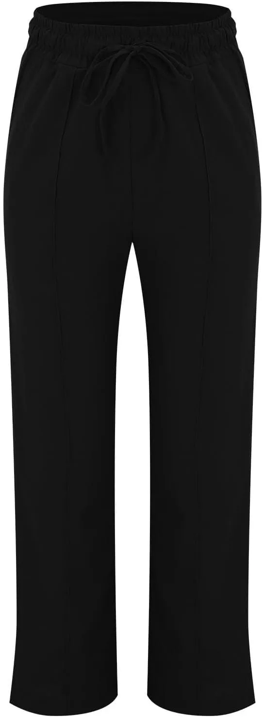 midelxp Summer Linen Pants for Women Lightweight Loose Fit Long Trousers with Pockets High Waisted Vacation Beach Pants 2025