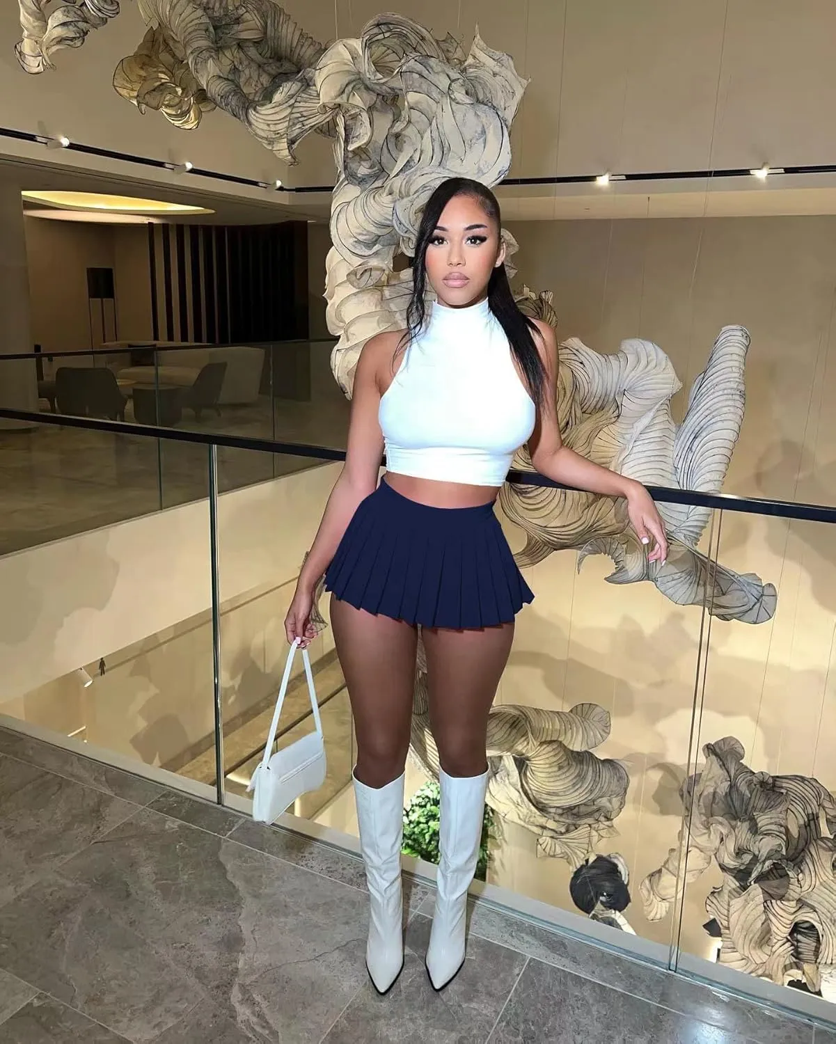 Mini Pleated Skirts for Women Sexy Cute Girl Y2k Short Cargo Skirt Women's Club Tennis Skort Skater A line with Slit