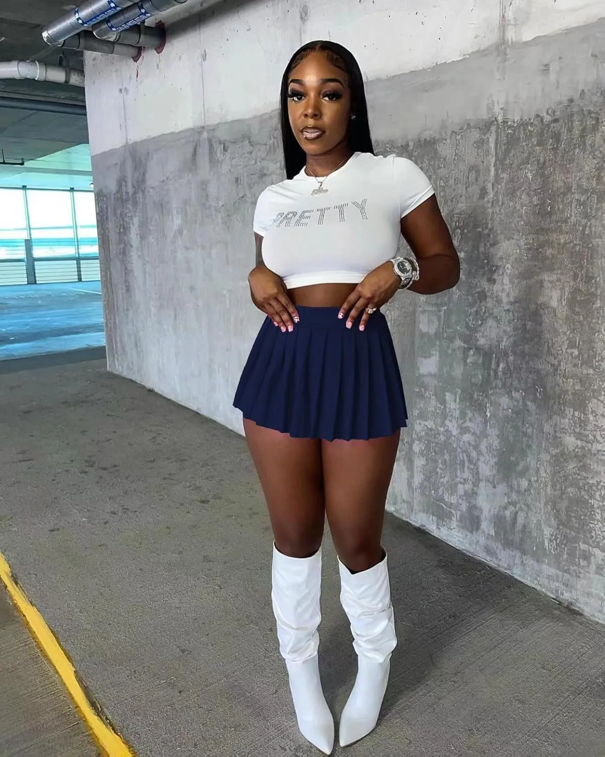 Mini Pleated Skirts for Women Sexy Cute Girl Y2k Short Cargo Skirt Women's Club Tennis Skort Skater A line with Slit