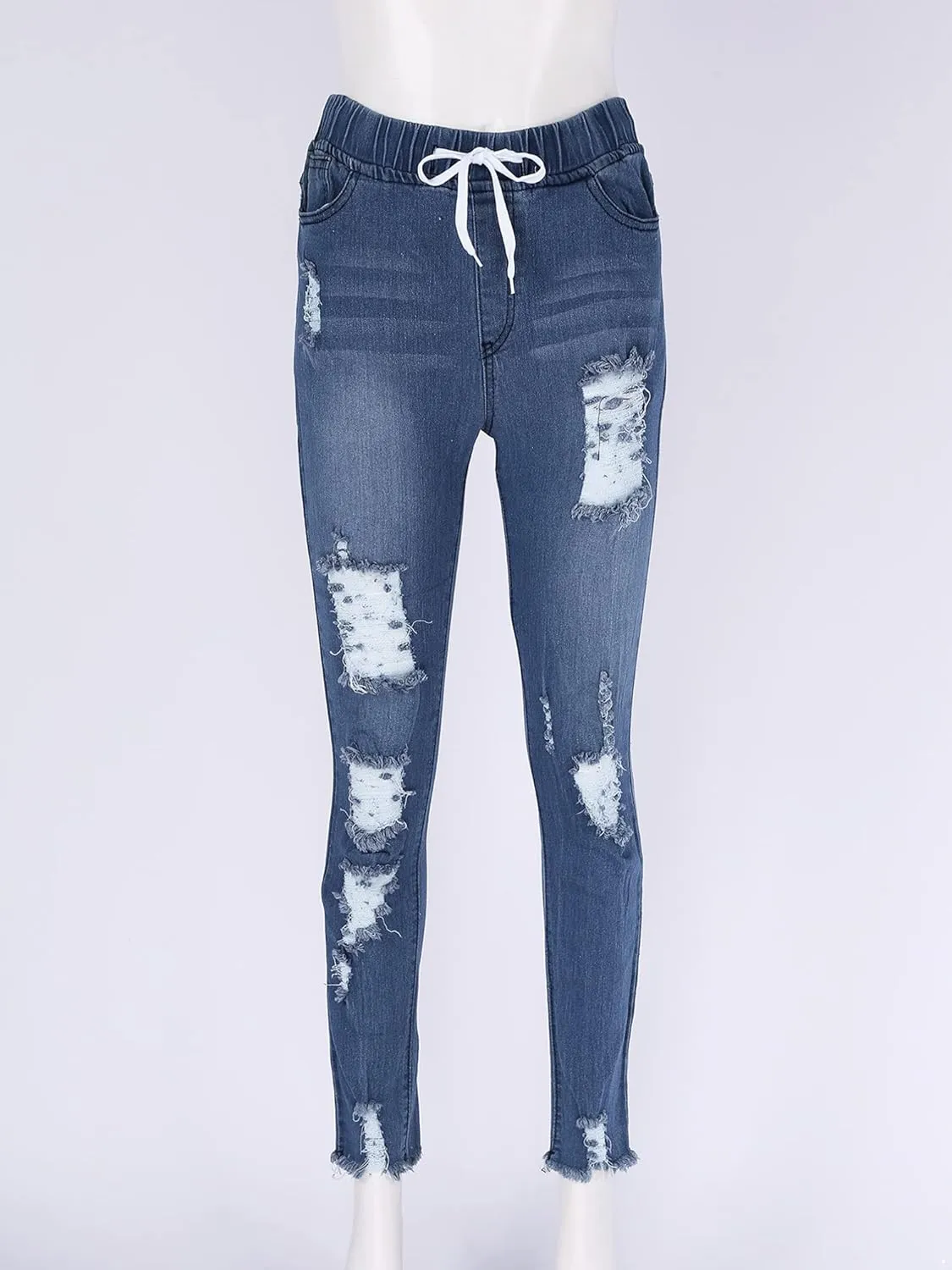 Moily Womens Skinny Ripped Jeans High Waisted Butt Lift Stretch Distressed Destroyed Denim Pants