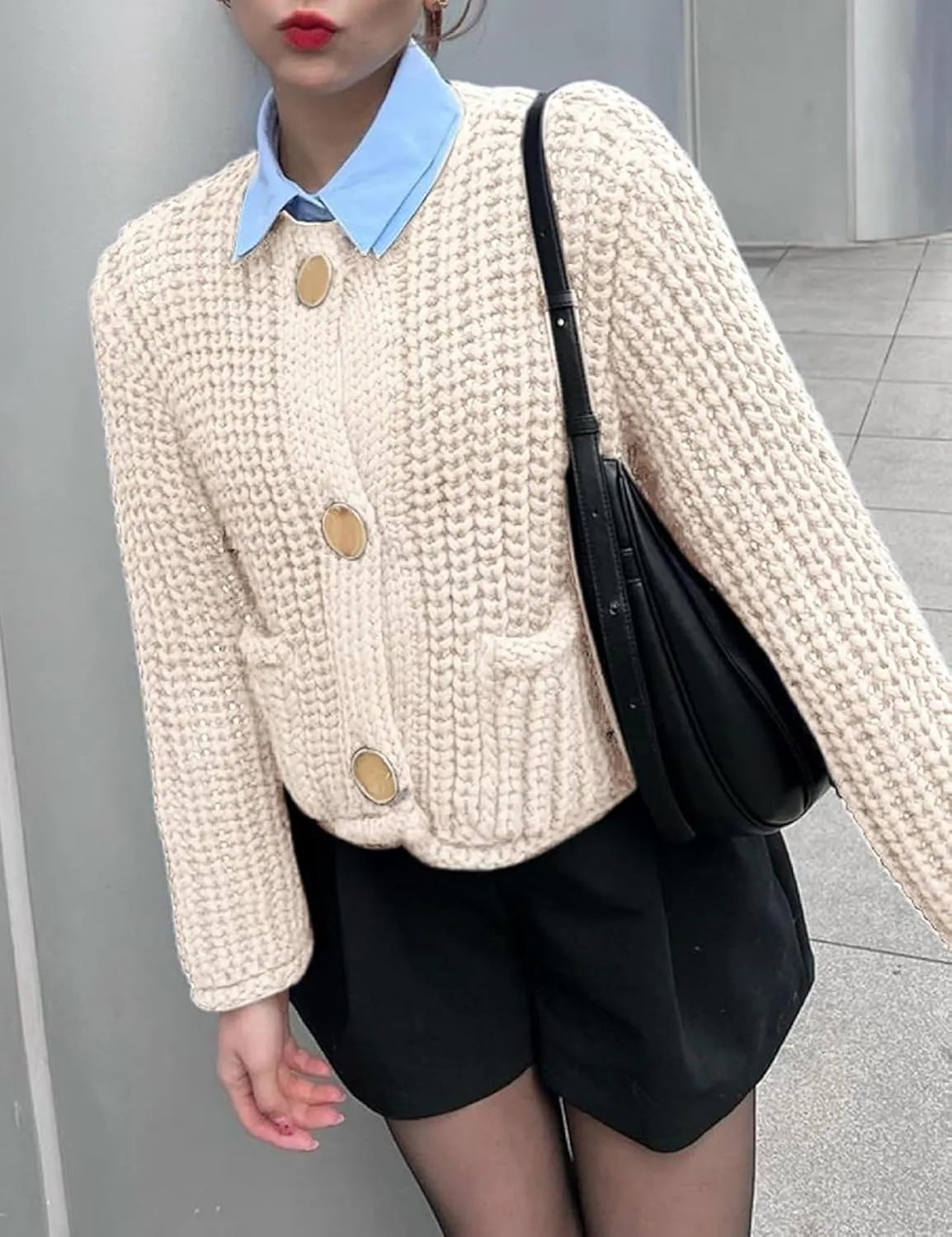 NUFIWI Chunky Knit Cardigan Sweaters for Women Long Sleeve Button Down Soft Sweater Open Front Loose Fit Knitwear Jackets