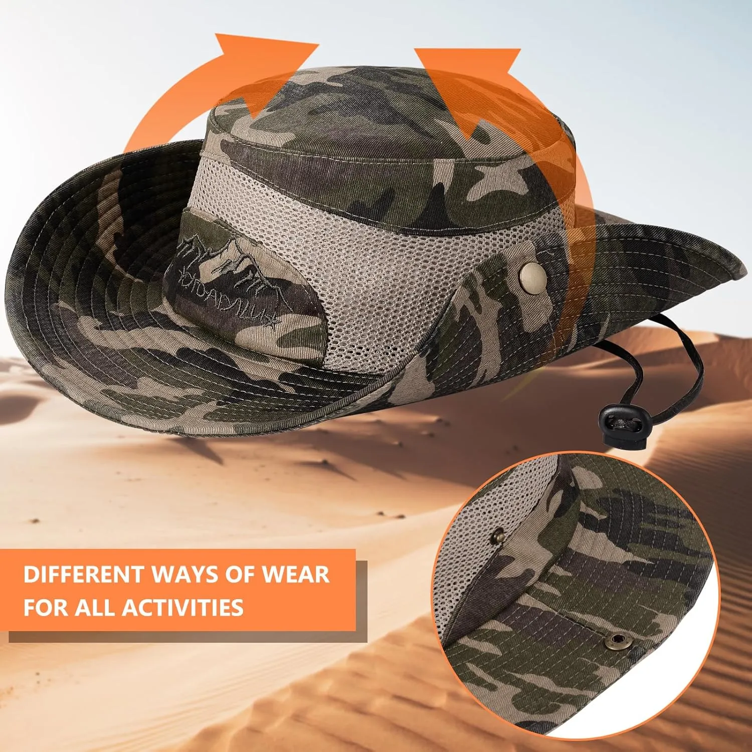 Obling Sun Hat for Men Women, Fishing Hat UPF 50 Wide Brim Bucket Hat Safari Boonie Hat
