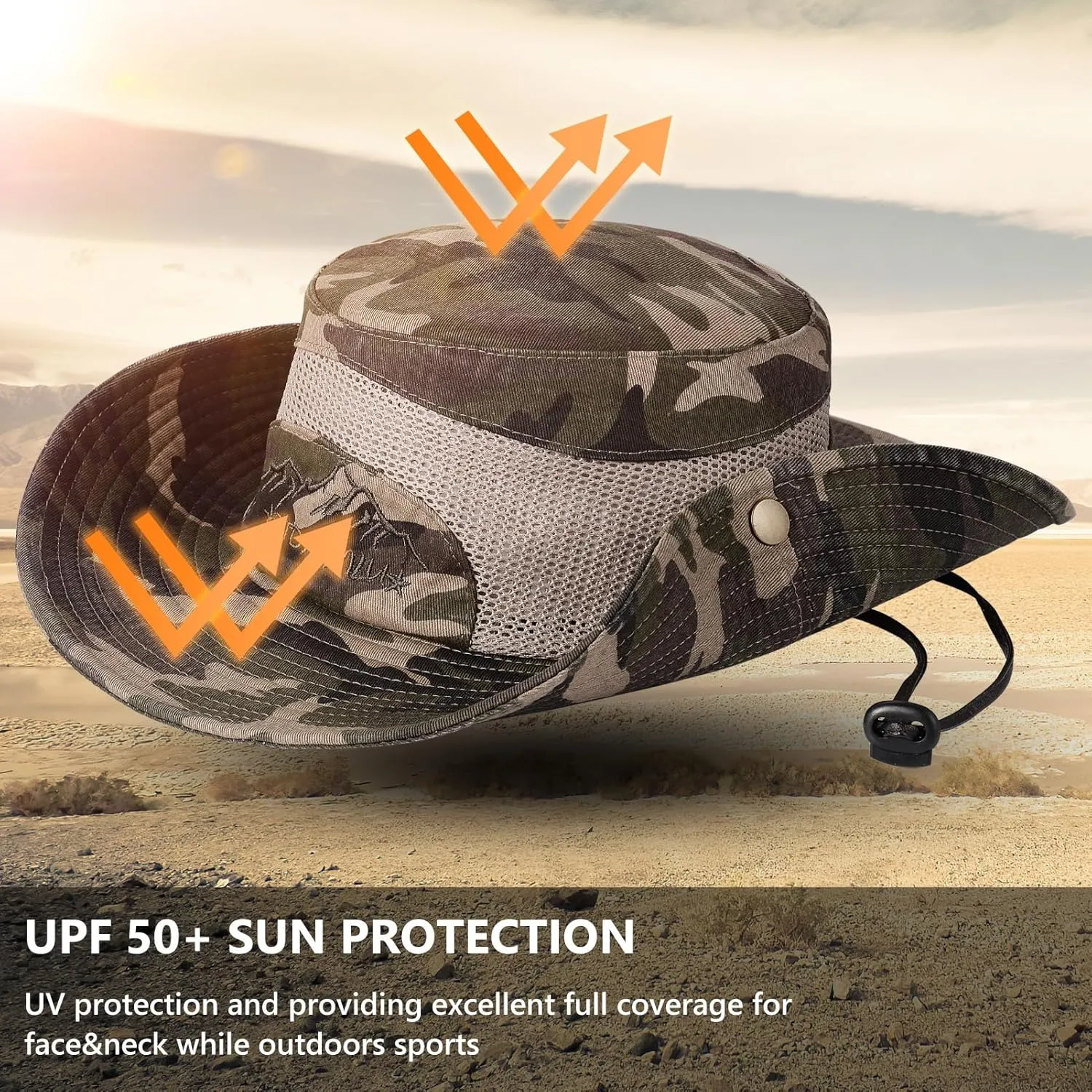 Obling Sun Hat for Men Women, Fishing Hat UPF 50 Wide Brim Bucket Hat Safari Boonie Hat