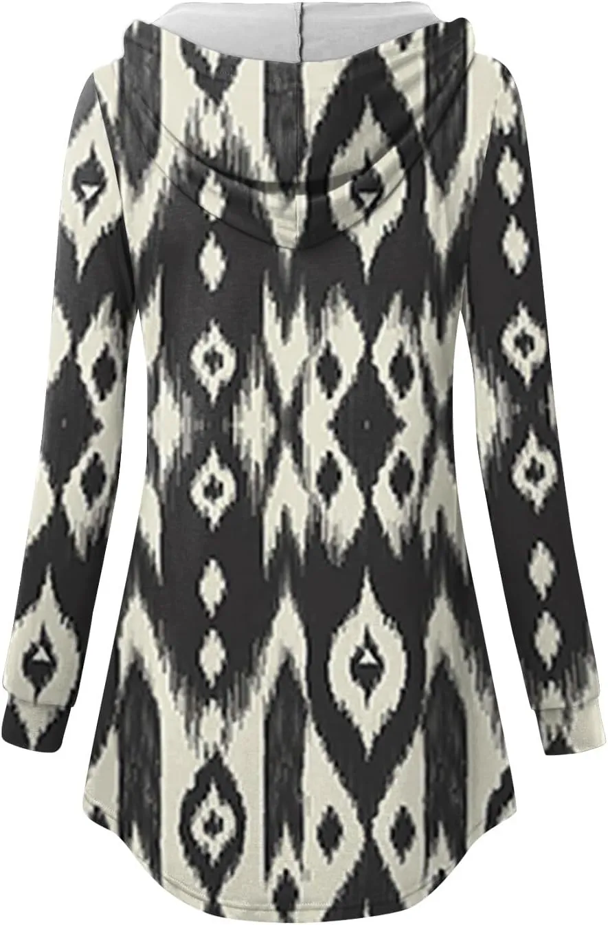 Oversized Hoodie, Women'S Long Sleeve Graphic Hoodie V Neck Plus Size Top Swing Hawaiin Womens Hoodies Pullover