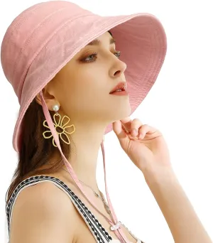 Packable Sun Hats for Women Summer Wide Brim Hat Womens Floppy Cotton Sun Hats for Travel